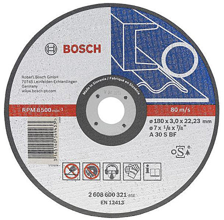 Диск BOSCH отрезной прямой,ф180х22.2х3мм,д\металла